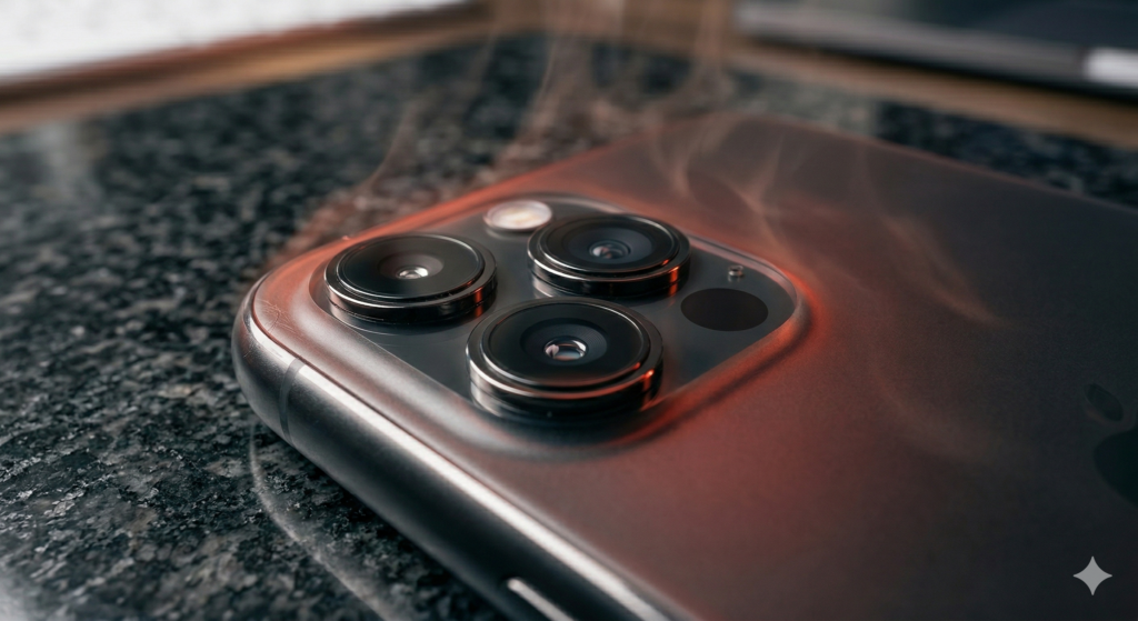 Flagship smartphone rear camera module with LiDAR scanner window after minor drop — LiDAR not working after drop affecting Night Mode and AR