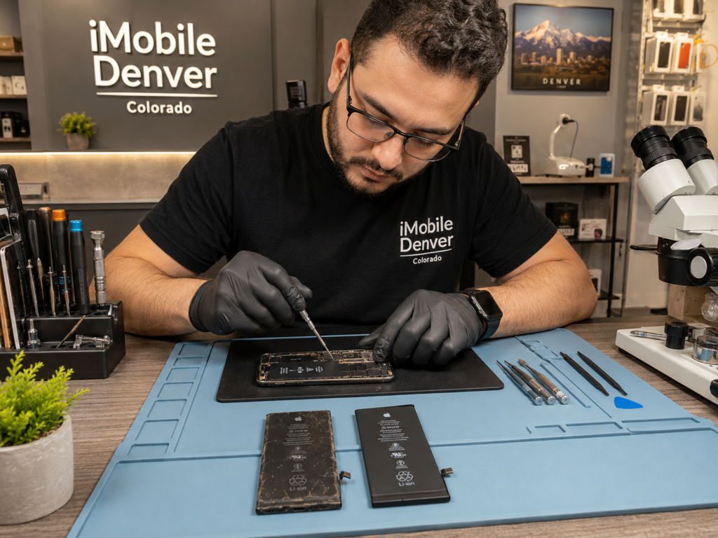 iPhone battery replacement Denver at iMobile Denver Sheridan Blvd Colorado