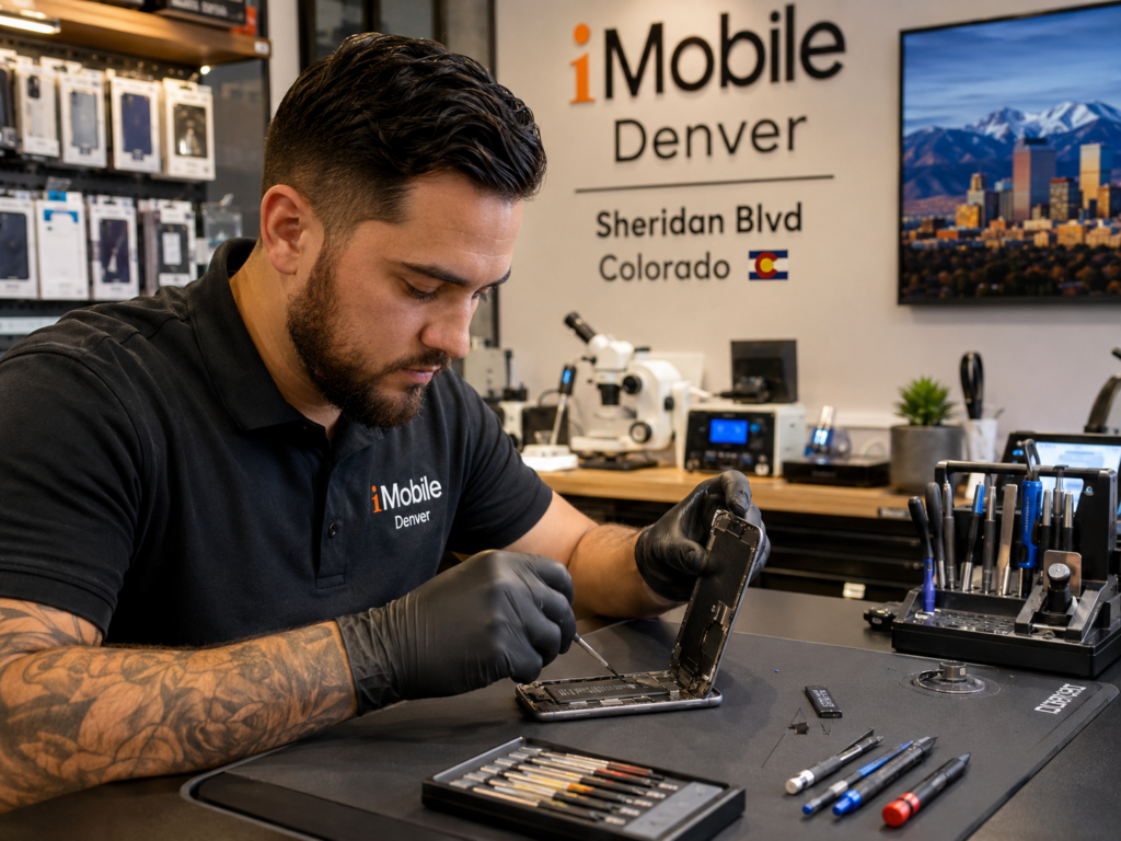 iPhone screen repair Denver at iMobile Denver Sheridan Blvd Colorado 15-minute repair
